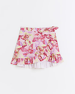 Girls pink butterfly wrap swim skirt