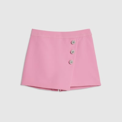 Girls Pink Button Skort