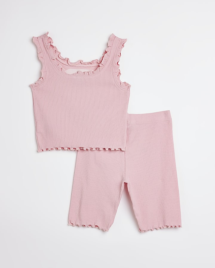 Girls pink cami and shorts outfit