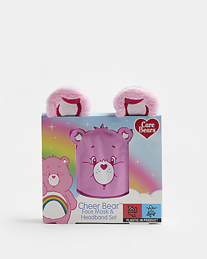 Girls Pink Care Bears Headband face mask Set