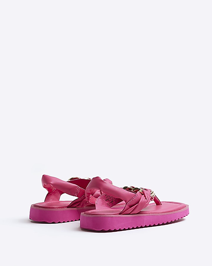Girls pink chain toe post sandals