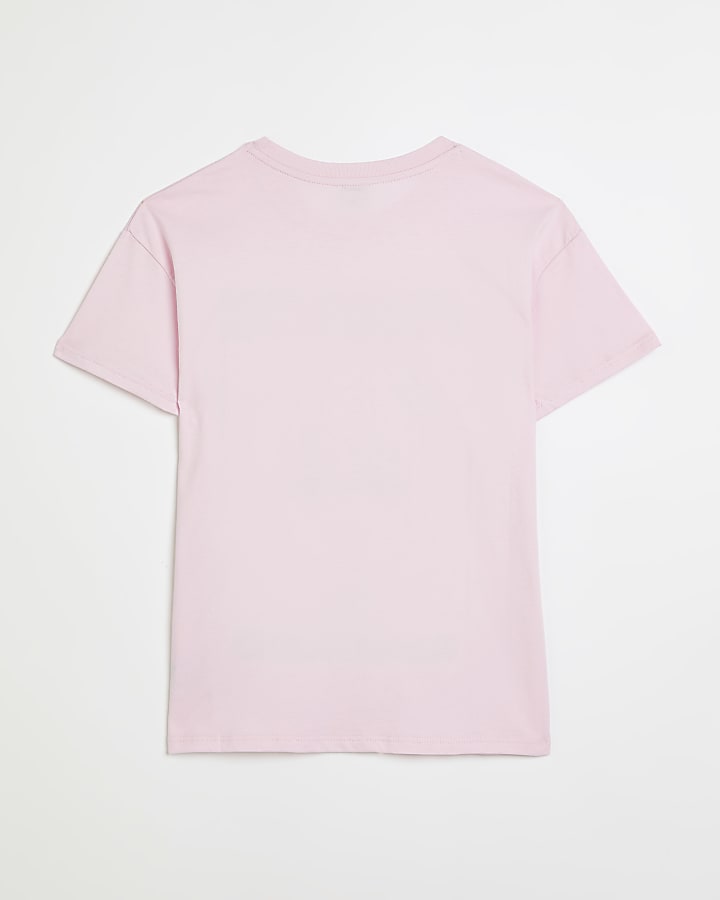 Girls Pink Character Print T-shirt