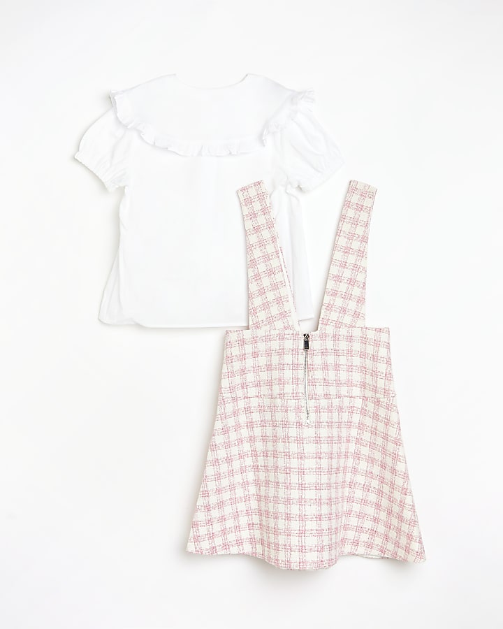 Girls pink check pinny dress outfit