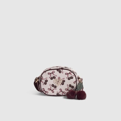 Girls Pink Cherry Bow Crossbody Bag