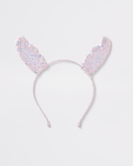Girls pink Christmas antler headband
