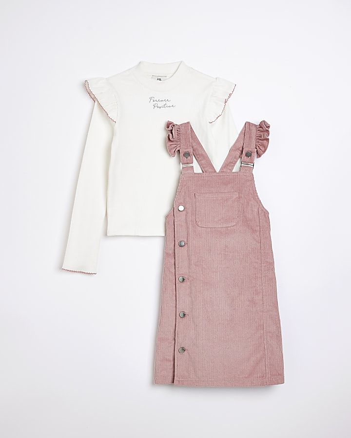 Girls pink corduroy dress outfit