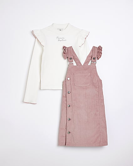 Girls pink corduroy dress outfit