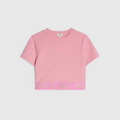 Girls Pink Cut Out Waistband Top