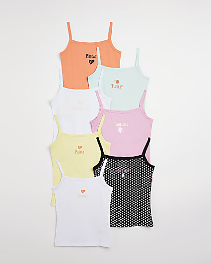 Girls pink days of the week vest 7 pack