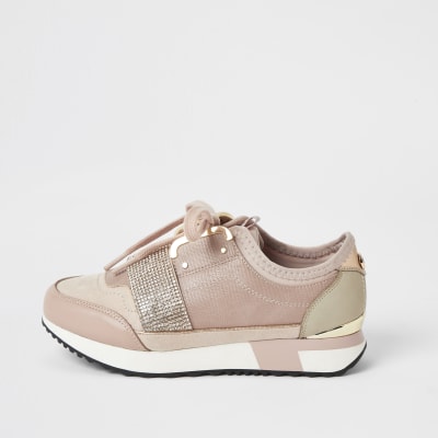 river island rose gold trainers