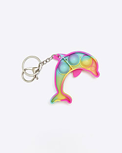 Girls pink dolphin fidget popper keyring