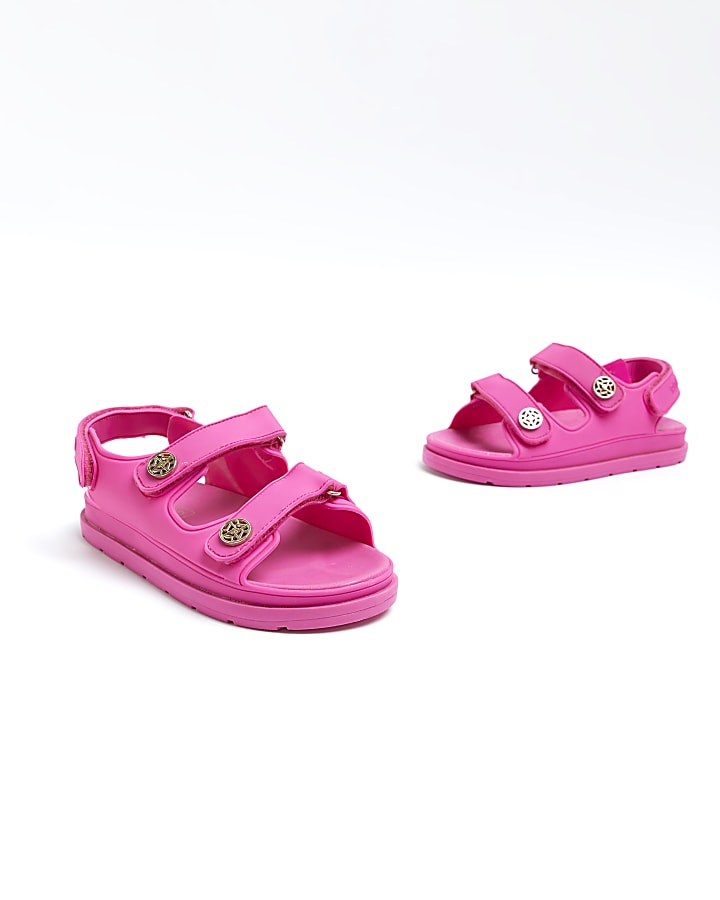 Girls Pink Double Strap Sandals