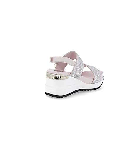 360 degree animation of product Girls pink double strap sports wedge sandals frame-12