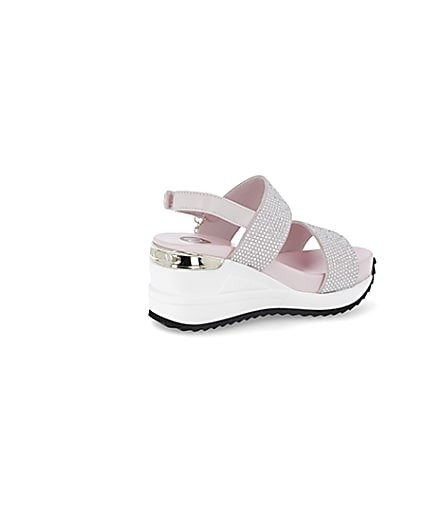 360 degree animation of product Girls pink double strap sports wedge sandals frame-13