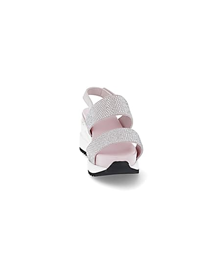360 degree animation of product Girls pink double strap sports wedge sandals frame-20