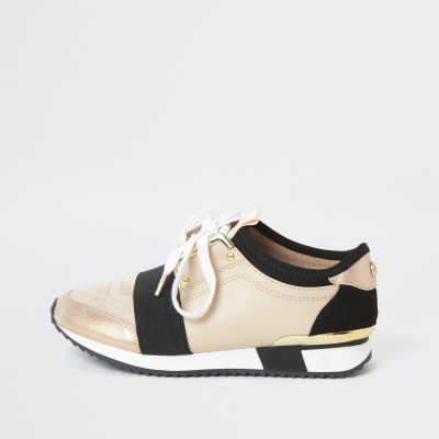 river island black and gold trainers