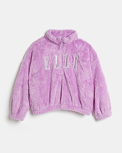 Girls pink Elle cinched zip sweatshirt