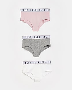 Girls Pink ELLE Logo Hipster Briefs 3 Pack