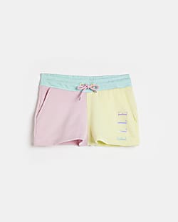 Girls Pink ELLE Pastel Block Shorts