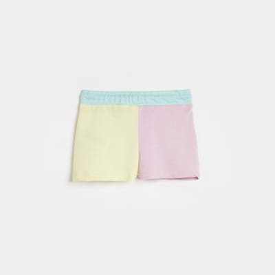 Girls Pink ELLE Pastel Block Shorts