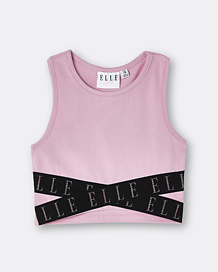 Girls pink ELLE racer back t-shirt