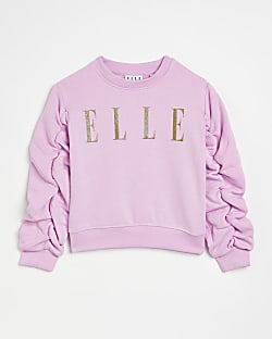 Girls Pink ELLE Ruched Sleeve Sweatshirt
