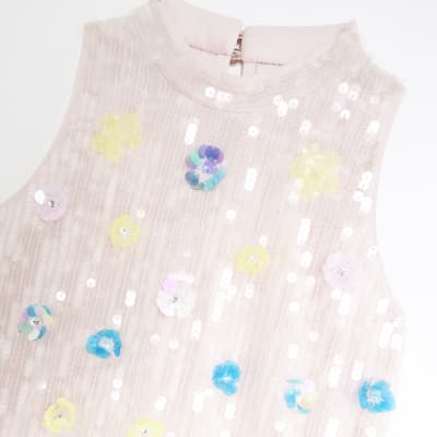 Girls pink embellished dress