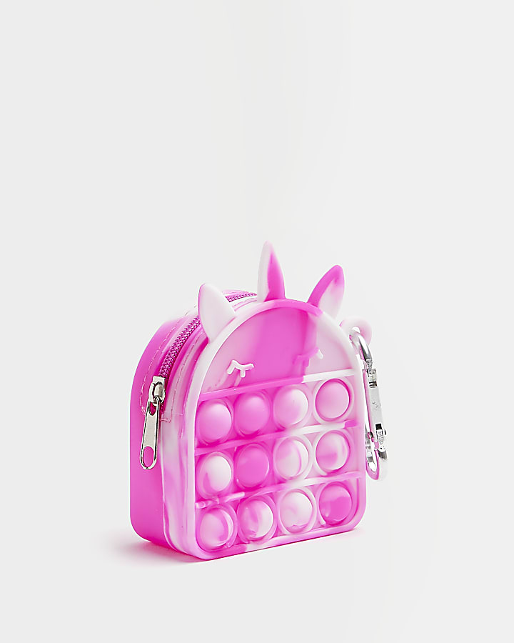 Girls pink fidget unicorn keyring purse
