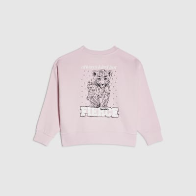 Girls Pink Fierce Vibes Cheetah Sweatshirt