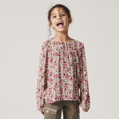Girls pink floral blouse | River Island