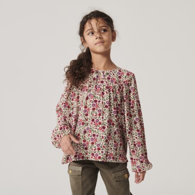 Girls pink floral blouse | River Island