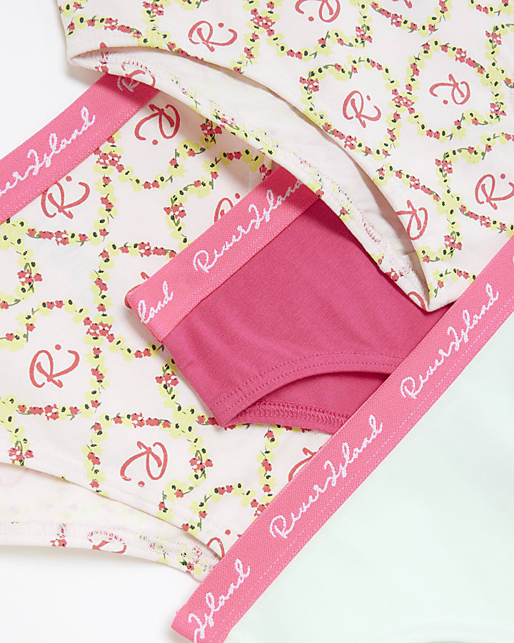 Girls pink floral briefs 6 pack