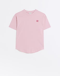 Girls pink floral embroidered t-shirt