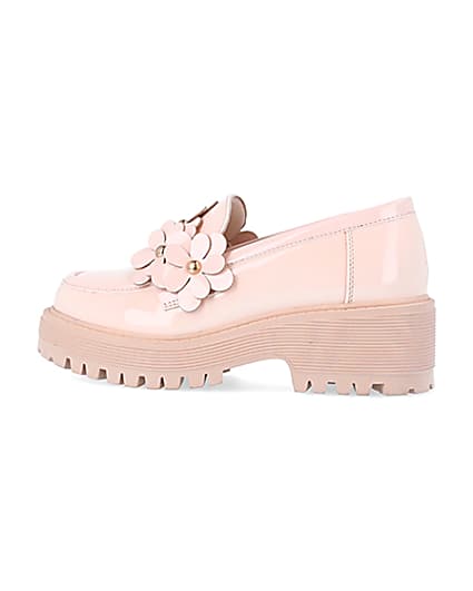 360 degree animation of product Girls pink flower detail chunky loafers frame-4