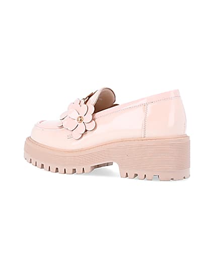 360 degree animation of product Girls pink flower detail chunky loafers frame-5
