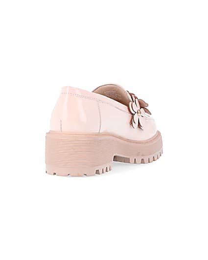 360 degree animation of product Girls pink flower detail chunky loafers frame-11