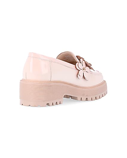360 degree animation of product Girls pink flower detail chunky loafers frame-12