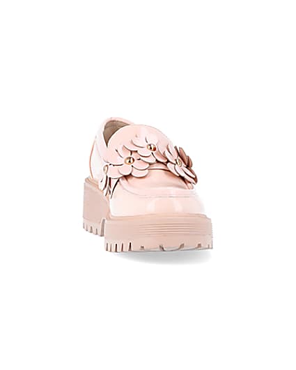 360 degree animation of product Girls pink flower detail chunky loafers frame-20