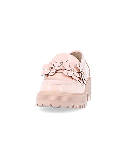 360 degree animation of product Girls pink flower detail chunky loafers frame-22