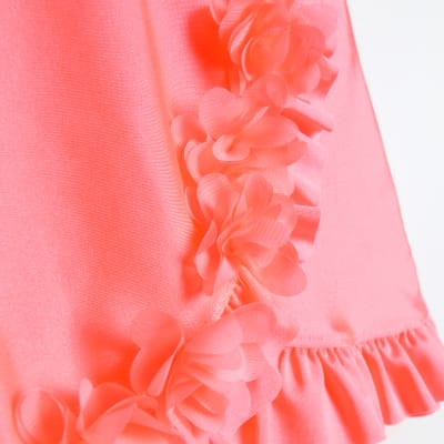 Girls pink flower swim skirt River Island
