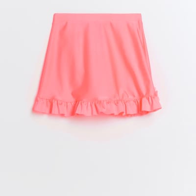 Girls pink flower swim skirt River Island