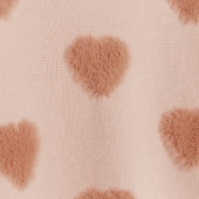 Girls Pink Fluff Heart Jumper | River Island