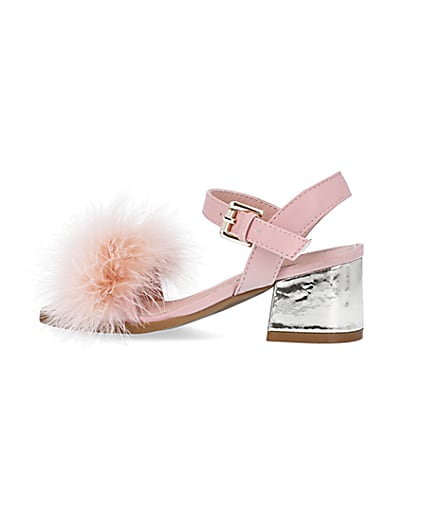 360 degree animation of product Girls Pink Fluffy Heeled Sandals frame-4