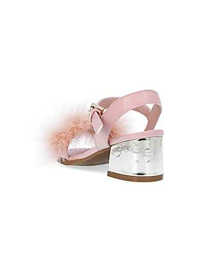 360 degree animation of product Girls Pink Fluffy Heeled Sandals frame-7