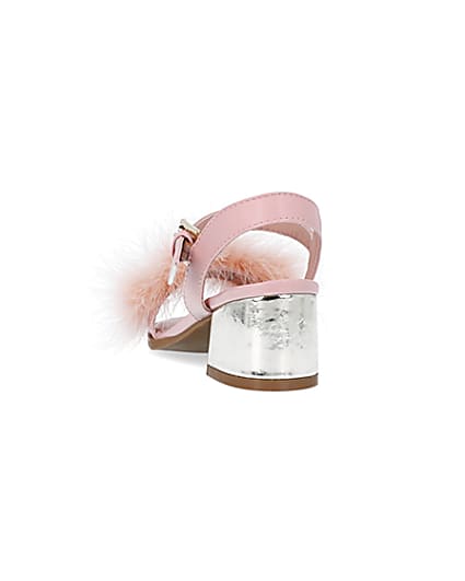 360 degree animation of product Girls Pink Fluffy Heeled Sandals frame-8