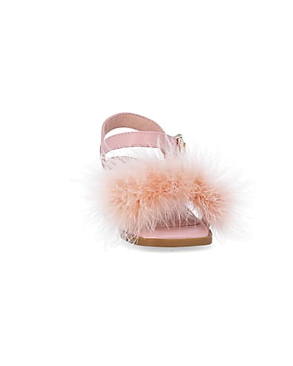 360 degree animation of product Girls Pink Fluffy Heeled Sandals frame-20
