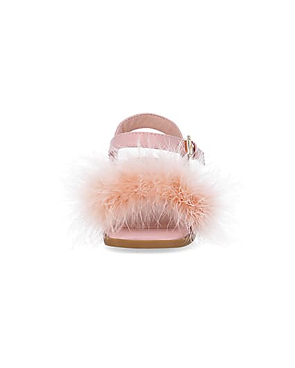 360 degree animation of product Girls Pink Fluffy Heeled Sandals frame-21