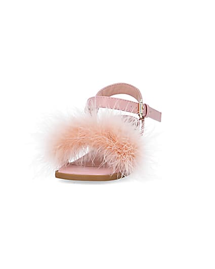 360 degree animation of product Girls Pink Fluffy Heeled Sandals frame-22
