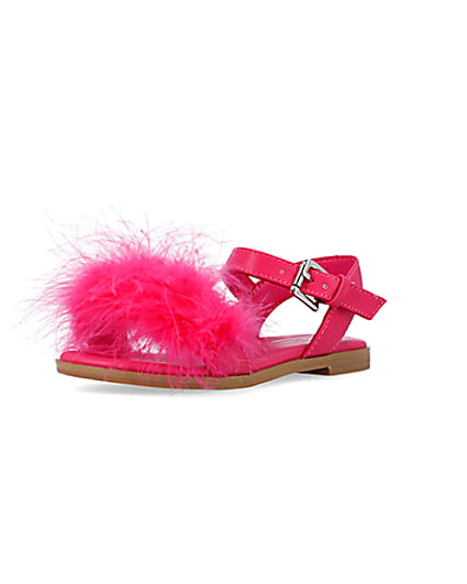 360 degree animation of product Girls Pink Fluffy Sandals frame-0