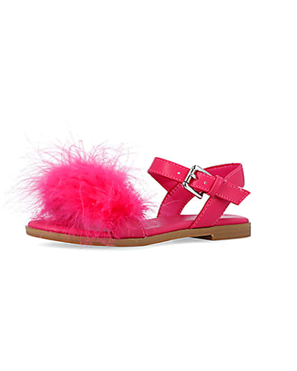 360 degree animation of product Girls Pink Fluffy Sandals frame-1